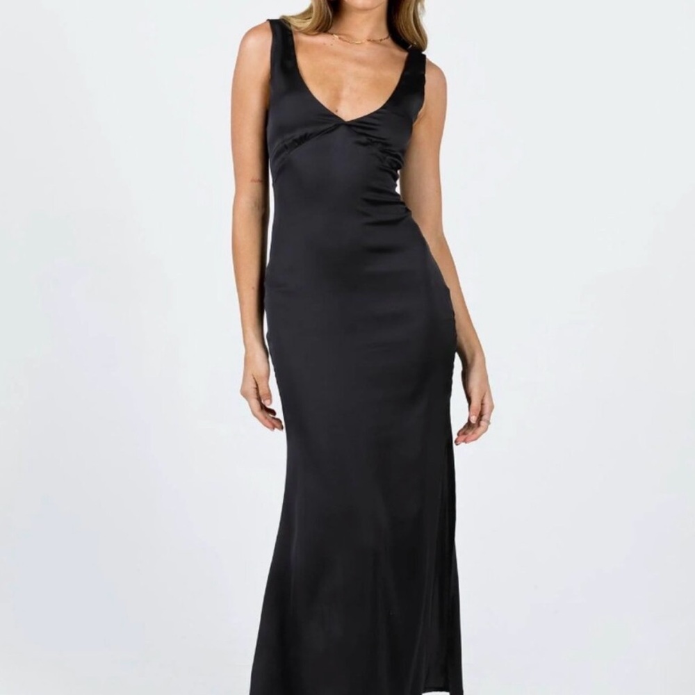 Black Satin Maxi Dress